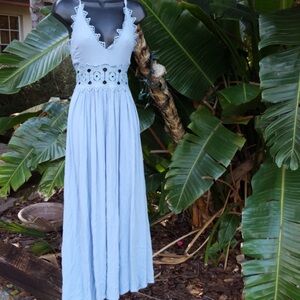 #REPOSH item blue crochet detail halter top dress